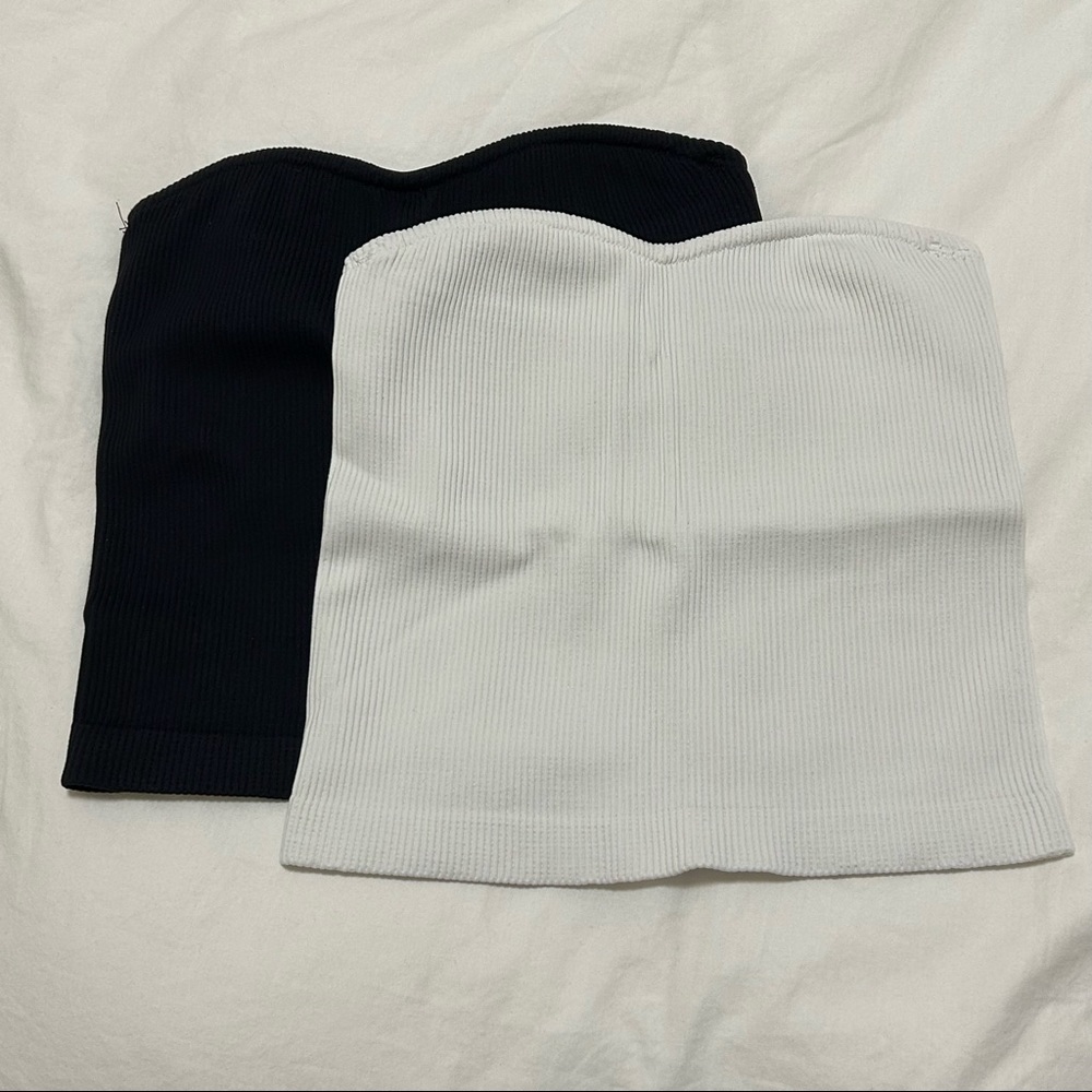BUNDLE DEAL: 2 pack of white + black ribbed tube tops